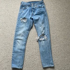 Levi’s, Ripped Straight Leg Jeans, 24 Size, Blue.